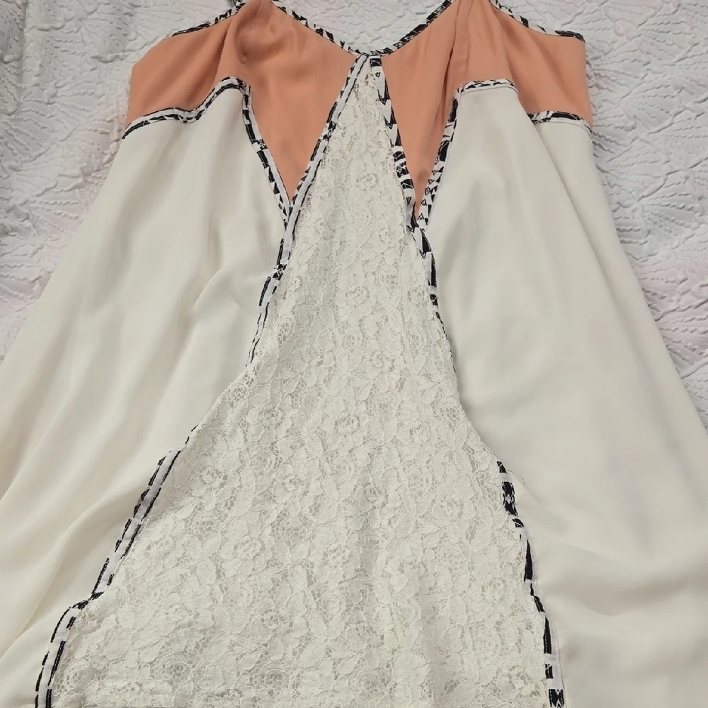 Jealous Tomato Pink and White Slip Dress Lace Detailing
